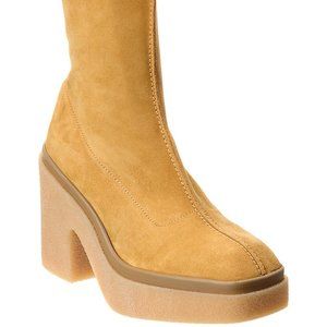 Free People Boots Suede Platform Zip Up Chunky Heel Camel Gigi Mustard 792R0